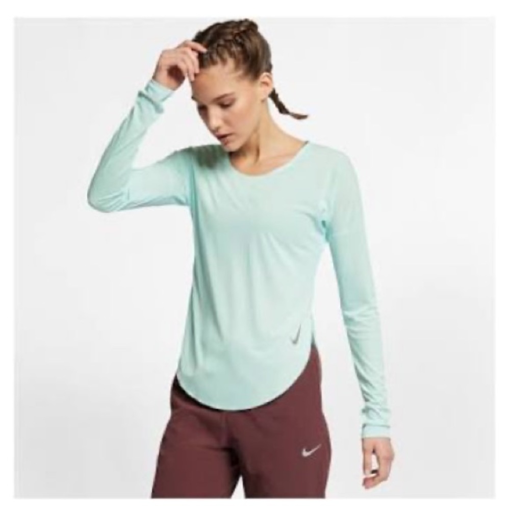 Nike City Sleek Long Sleeve Top Teal/Silver Medium